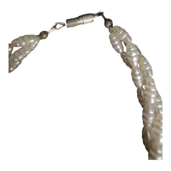 Faux Rice Pearls/Hematite Necklace Clusters Multi strand Lariat Style - Picture 4 of 7